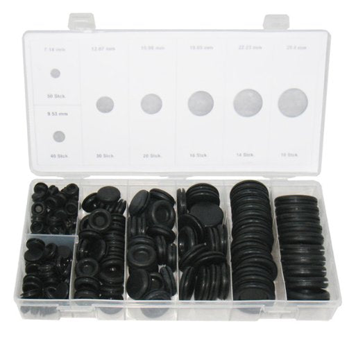 180 x Umfangreiche Gummi Stopfen geschlossene Ausführung Blech Verschlussstopfen Karosseriestopfen K