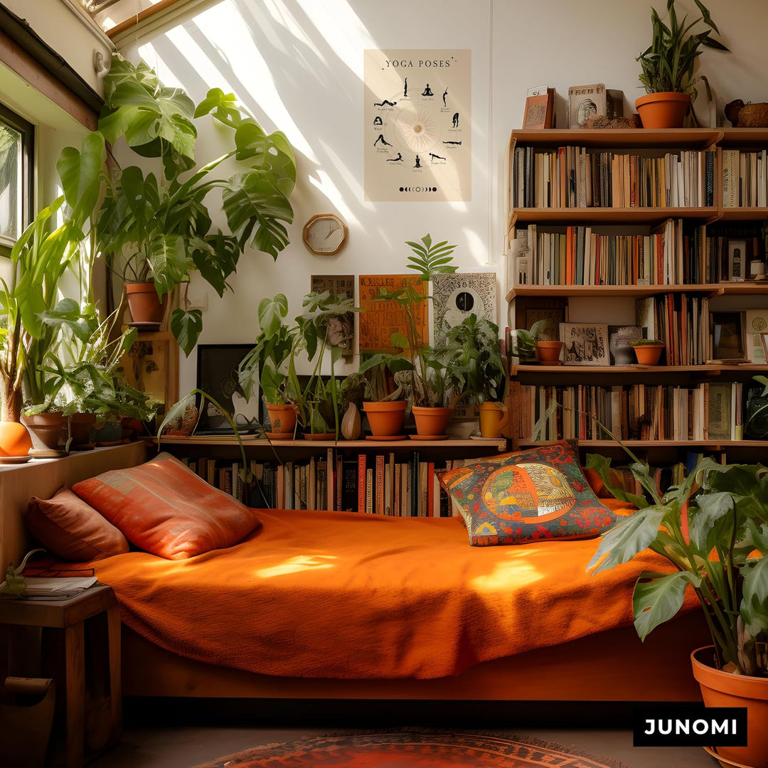 JUNOMI® Yoga Poster DIN A2 | Yoga Zubehör für Studios und Übungen Zuhause, Boho Deko, Yoga Deko, Yog
