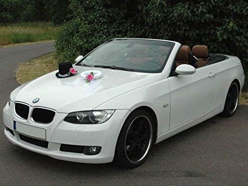 Schleier UND Hut Autoschmuck Rose Car Dekoration Hochzeit Wedding ®Auto-schmuck (Rosa), Rosa