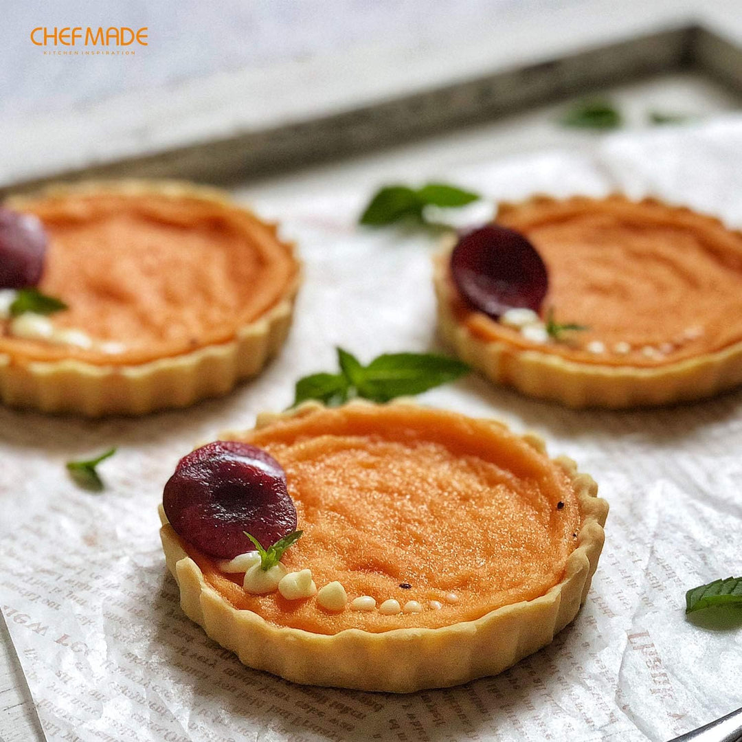 CHEFMADE Mini Torte Pan Set, 4-zoll 4Pcs mit Abnehmbare Lose Bottom Nicht-Stick Runde Quiche Tart Ba
