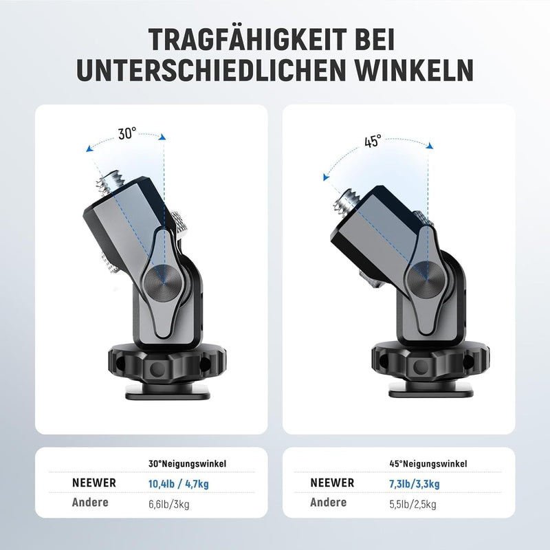 NEEWER Feldmonitorhalterung mit Cold Shoe,1/4" Schraube für 5" & 7" Kamera Monitor Mount, 360° drehb