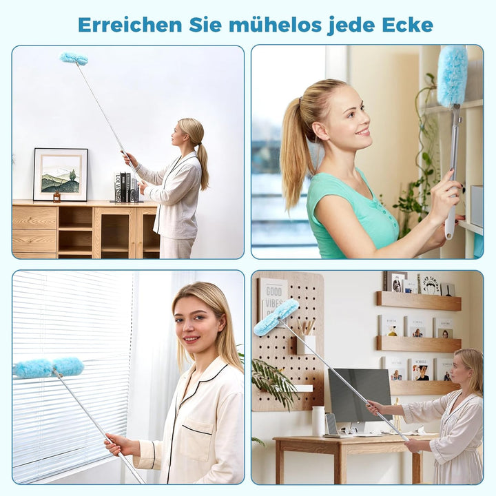 Staubwedel Teleskop Kompatibel mit Swiffer Staubmagnet Nachfüllpackung, 180cm Teleskopstange mit 20