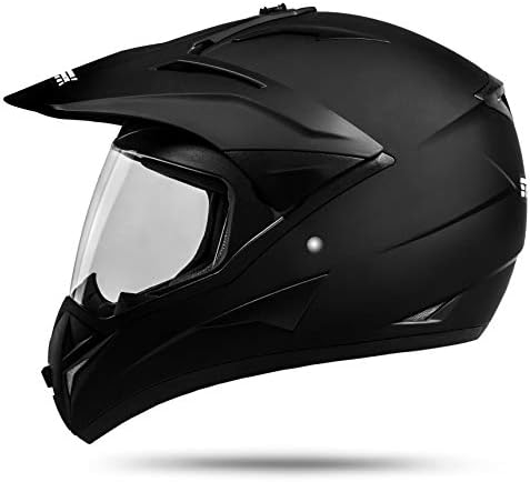 ATO Moto 801 GS War Matt Schwarz Grösse: S 55-56cm Enduro Helm mit Visier für Quad ATV Motocross Mot
