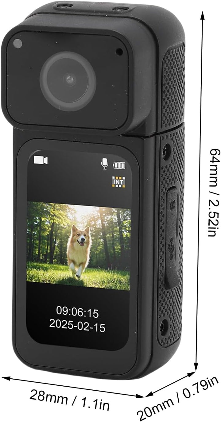 Mini Action Cam Bodycam mit 32GB Speicherkarte, 180° Drehbarer Objektiv 1.47&