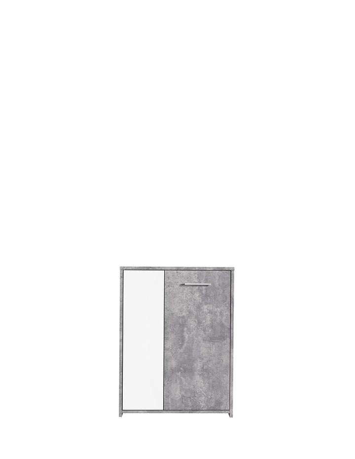 FORTE Paco Kommode mit 2 Türen, Holzwerkstoff, Betonoptik Lichtgrau / Weiss, 17,5 x 79,2 x 59,8 cm