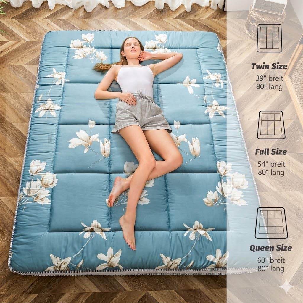 MAXYOYO Futon Matratze - gepolsterte japanische Bodenmatratze Gesteppte Klappbett Baumwolle Topper -