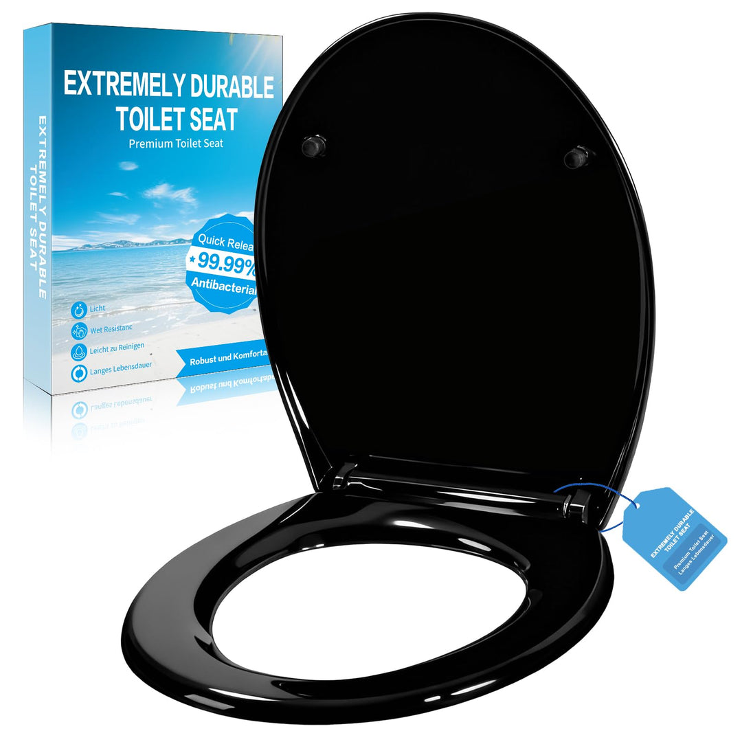 WC Sitz Mit Absenkautomatik,Toilettendeckel Ovale-Form Hochwertige Und Stabile Antibakterieller Toil