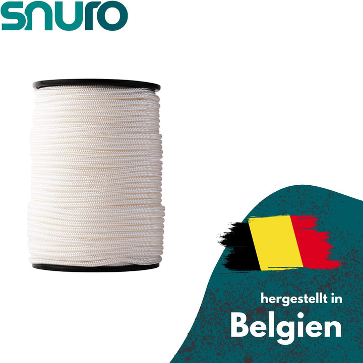 SNURO Nylon Seil (5mm, 100M, weiss) - Paracord Schnurr mit starkem Nylon Material - Reissfeste Parac