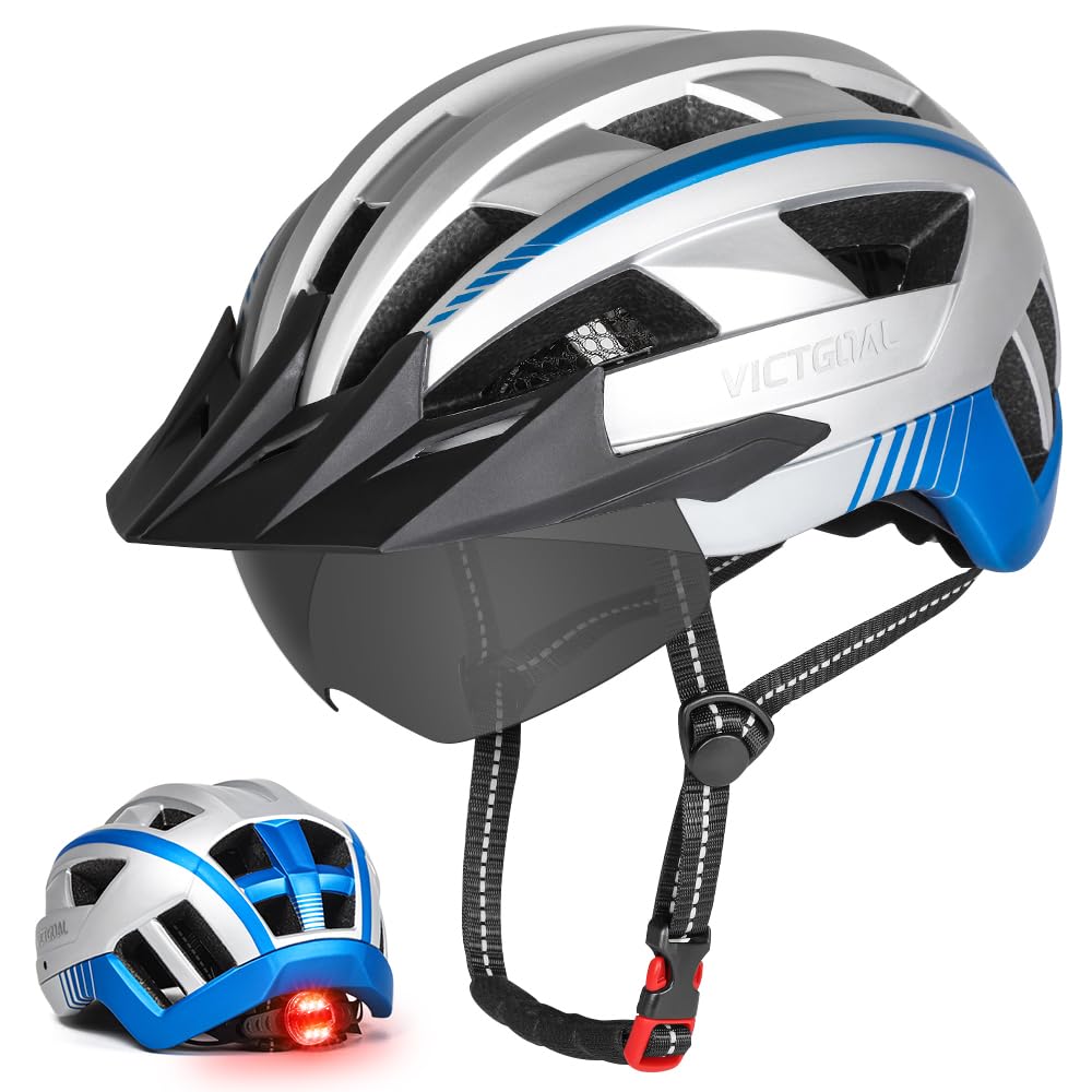 VICTGOAL Fahrradhelm MTB Mountainbike Helm mit magnetischem Visier Abnehmbarer Sonnenschutzkappe und