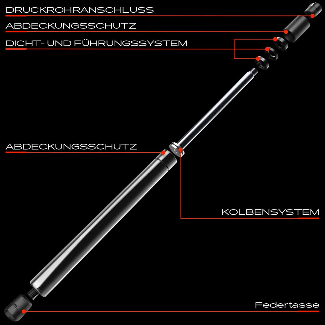 Frankberg 2x Universal Gasfeder Gasdruckdämpfer Gasdruckfeder Dämpfer 660N 485MM 194MM