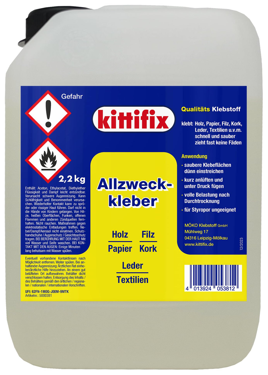 Kittifix Allzweckkleber 2,2 Kg mit Auslaufhahn