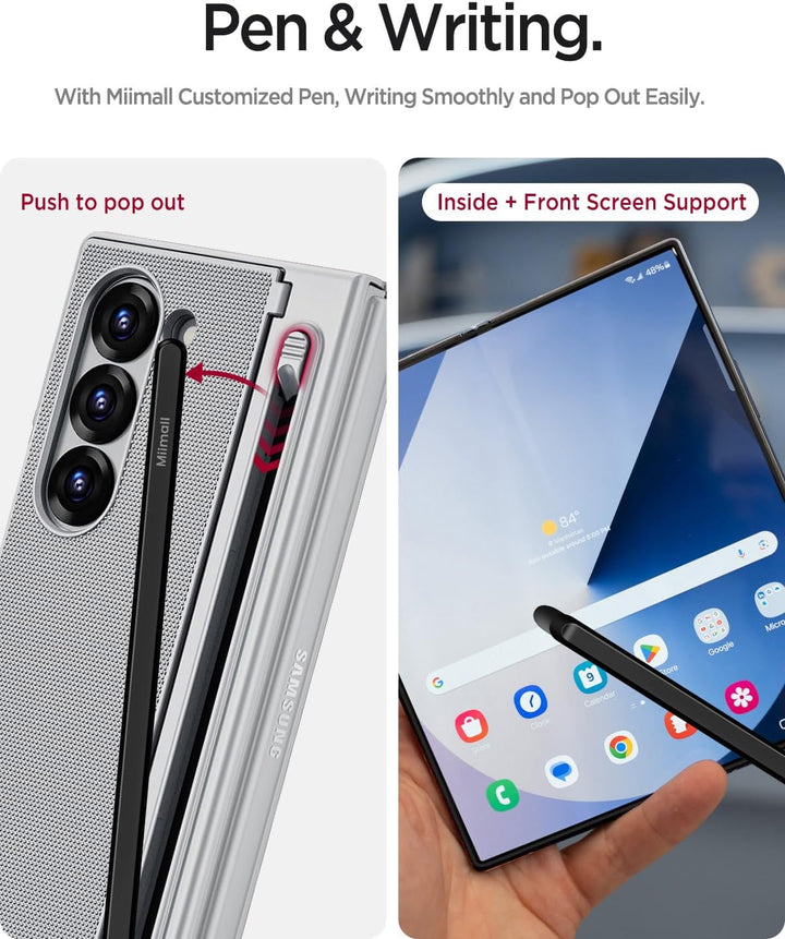 Miimall Kompatibel mit Samsung Galaxy Z Fold 5 Hülle mit S-Pen & Stifthalter, [Anti-SPY Displayschut