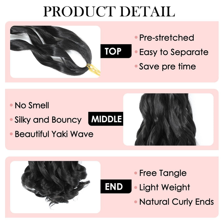 WoWCFyyds 8 Packs French Curl Braiding Hair 12 Inch Loose Wave Spiral Curly Braiding Hair Extensions