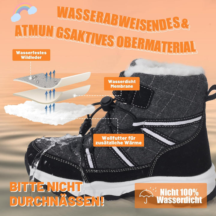 visionreast Winterstiefel Mädchen Winterschuhe Kinder Junge Wanderschuhe mit Wollfutter Schneestiefe