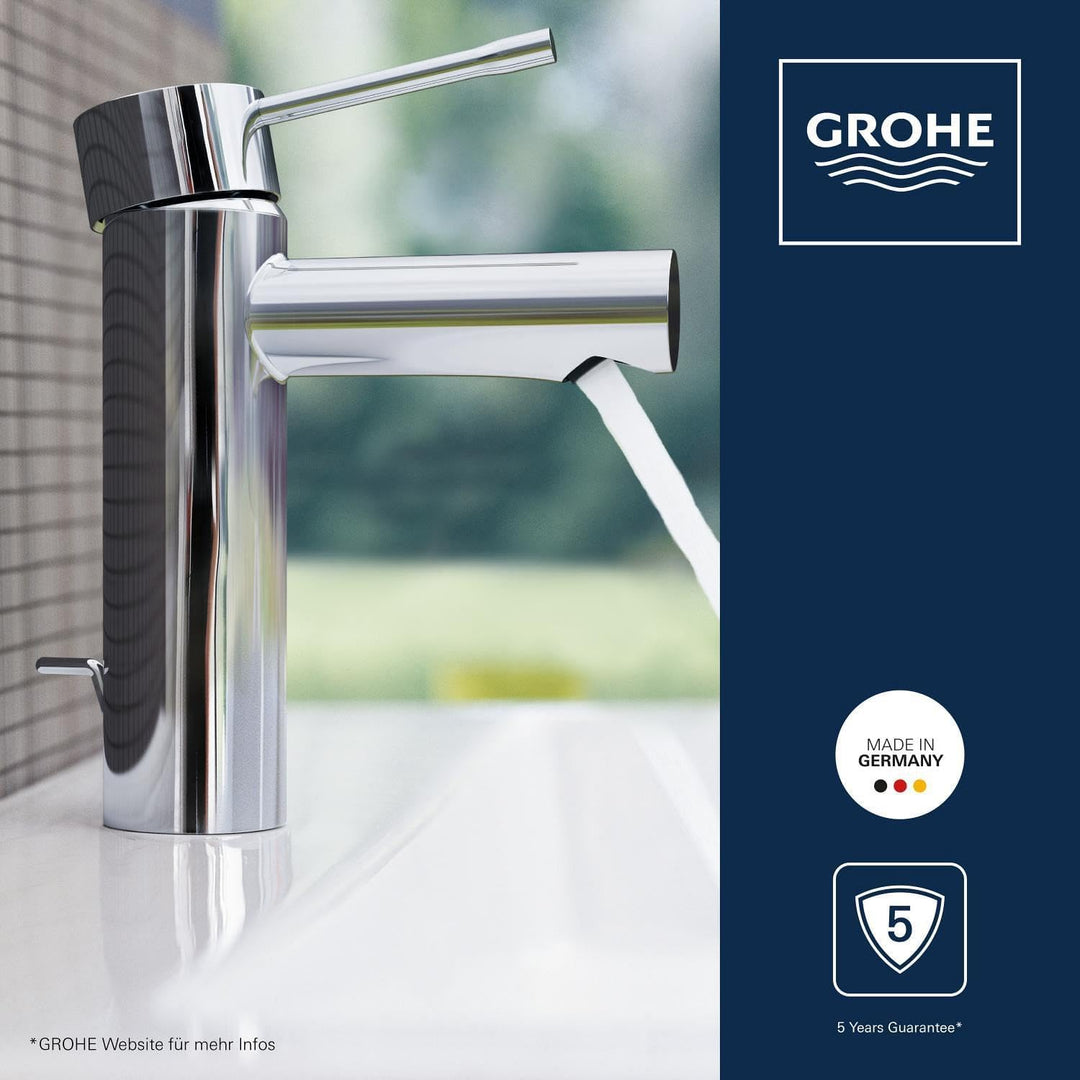 GROHE Essence - Einhand-Waschtischarmatur (wassersparend, mit Zugstange, S-Size), chrom, 32898001 St