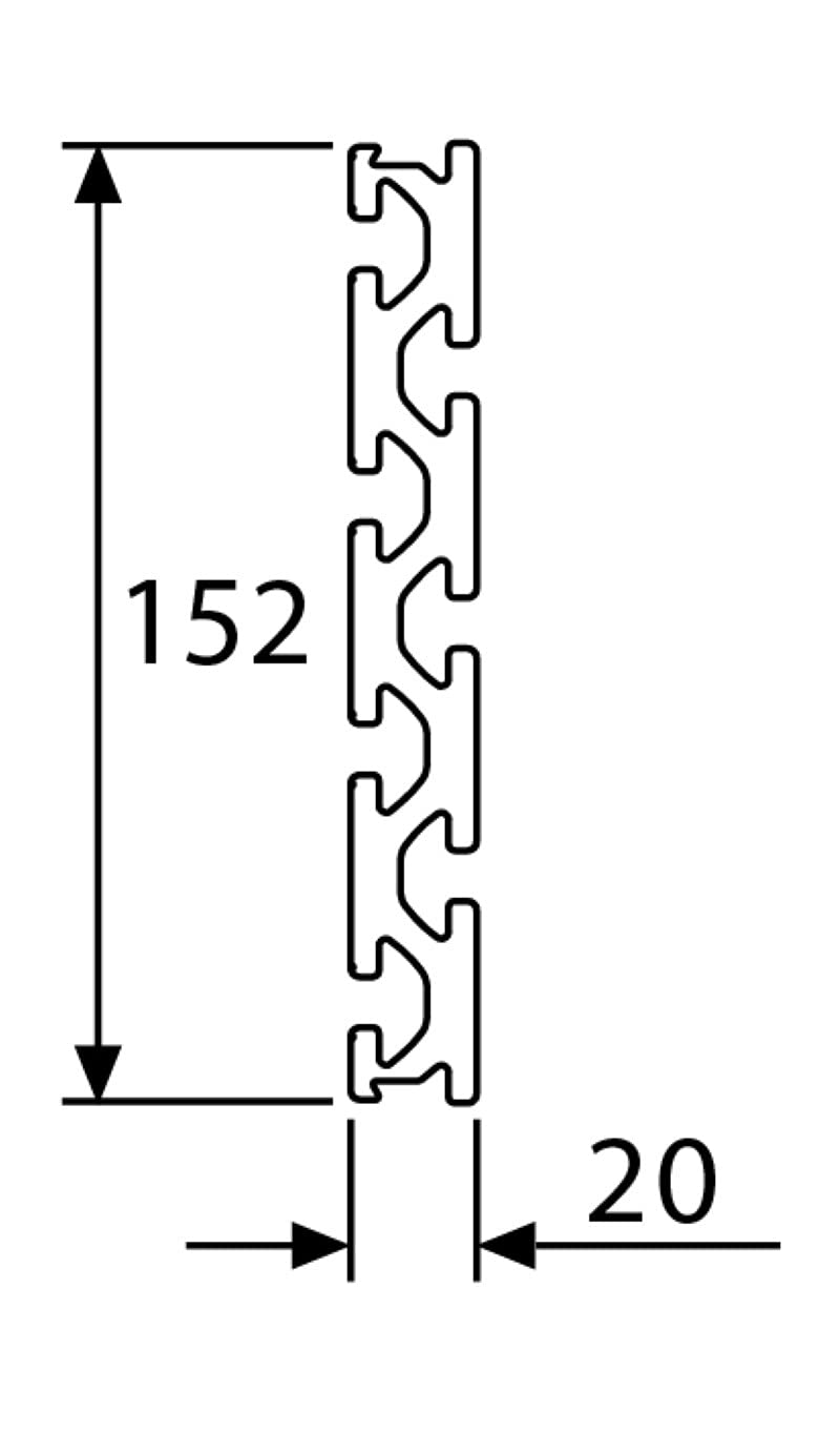 Aluminiumprofil 20x152S Plattenprofil I-Typ Nut 8 (schwer), silber eloxiert. Aluminium Profil 20x152