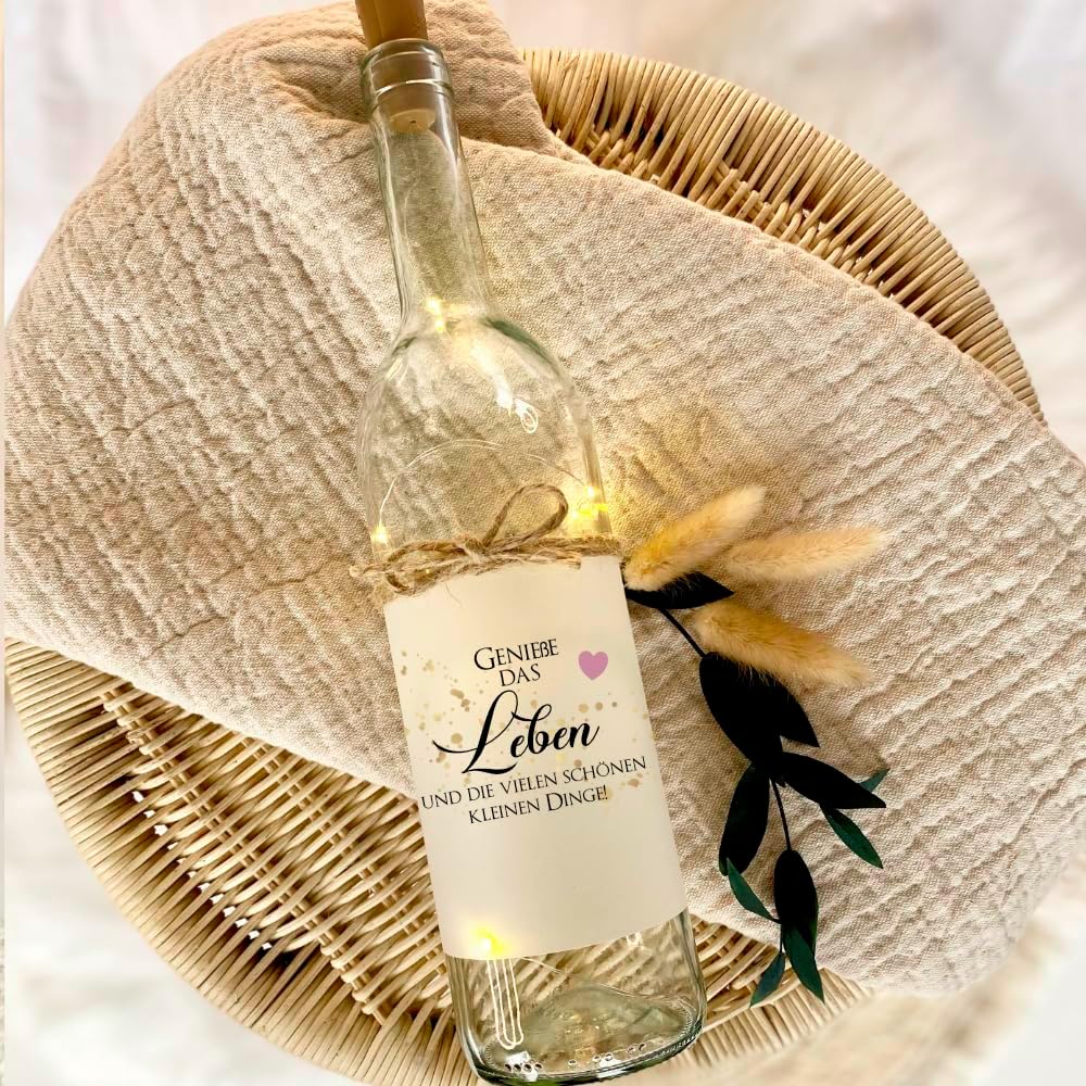 Manufaktur Liebevoll Flaschenlicht Geniesse das Leben Geld Geschenk Geburtstag Leuchtflasche Frau Ma