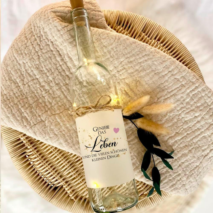 Manufaktur Liebevoll Flaschenlicht Geniesse das Leben Geld Geschenk Geburtstag Leuchtflasche Frau Ma