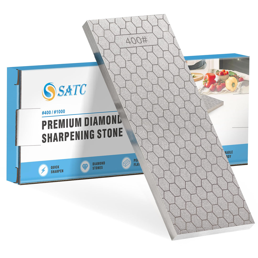 S SATC Diamant-Schleifstein, 2-seitige Körnung, 400/1000, Diamantplatte, Schleifstein, 20,3 cm, Weis
