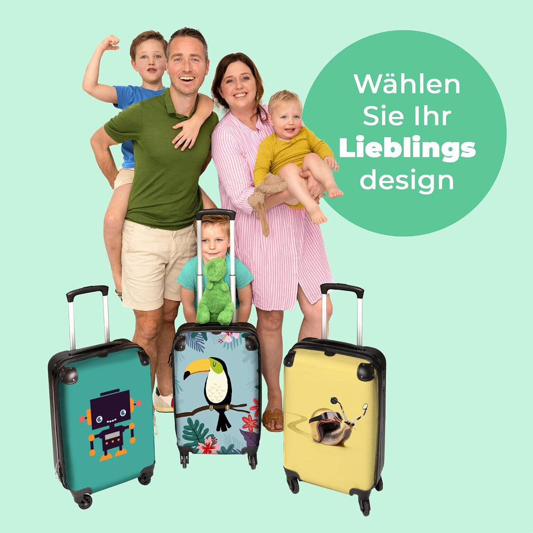 NoBoringSuitcases.com® Koffer Handgepäck Trolley Rollkoffer Kleine Reisekoffer mit 4 Rollen - Tukan