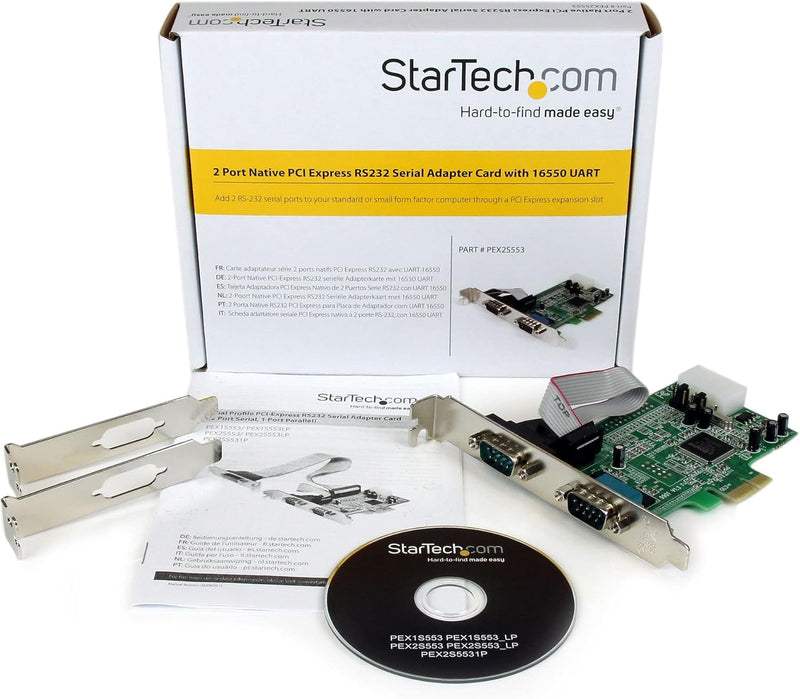 StarTech.com 2 Port Seriell RS232 PCI Express Schnittstellenkarte mit 16550 UART, 2 Port