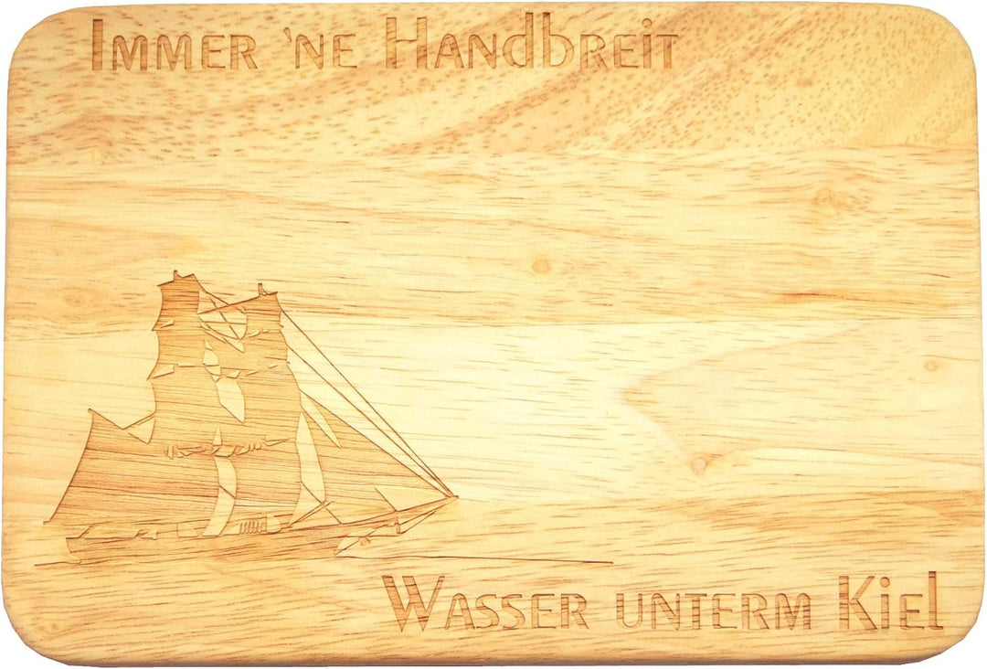 Brotbrett Frühstücksbrett Brigg Segelschiff Gravur Handbreit Wasser unterm Kiel