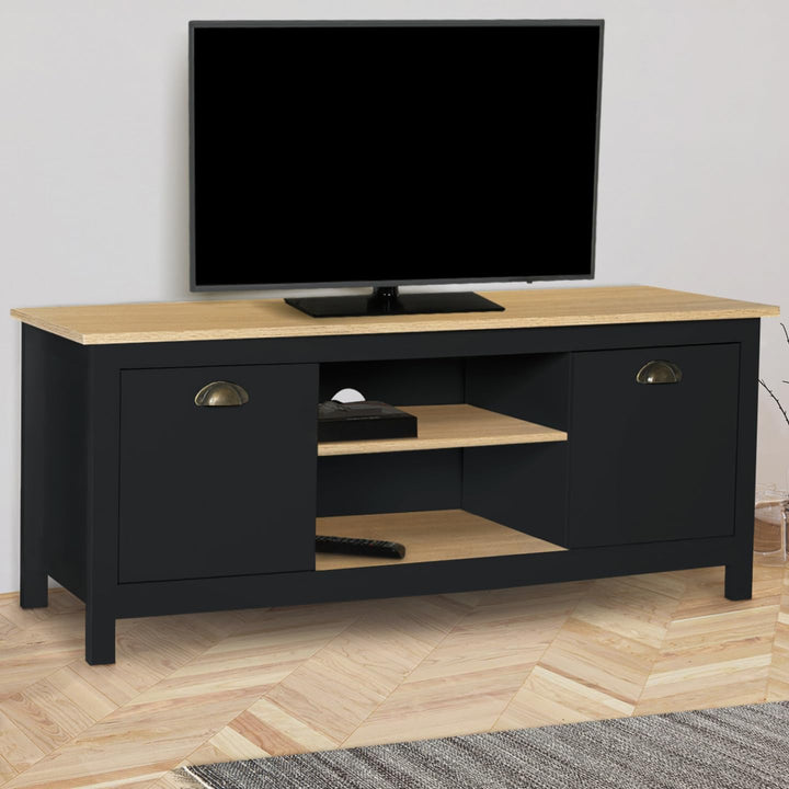 IDMarket TV-Schrank, 113 cm, ISIS-Kampagne, Holz und Schwarz