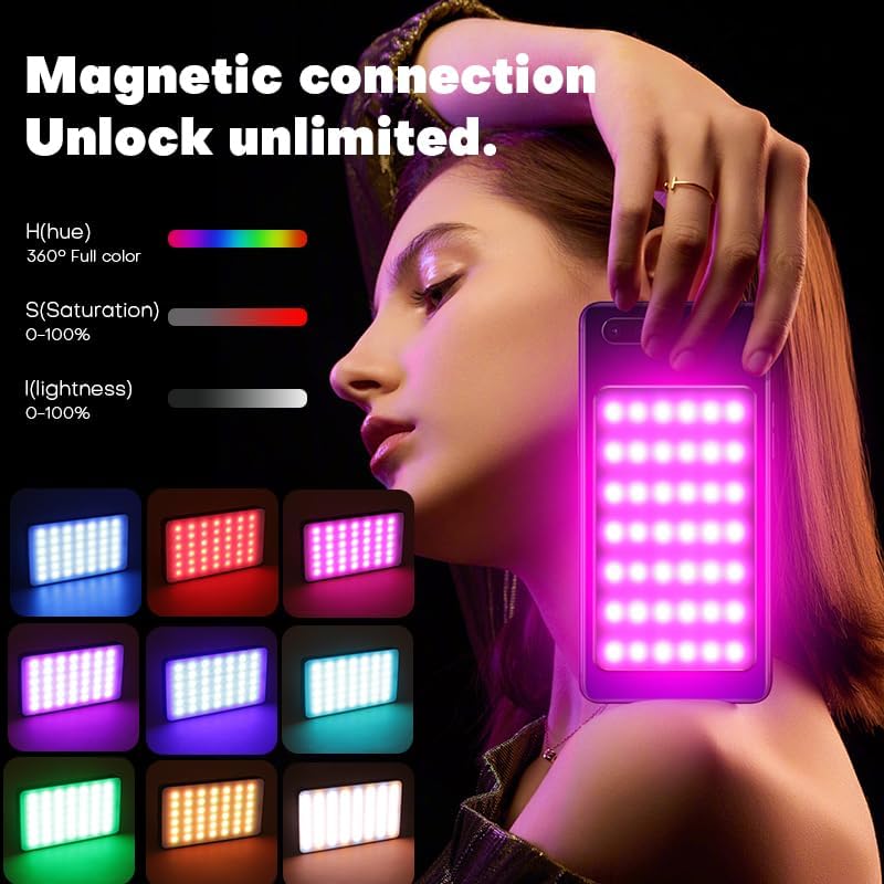 Magnetisches RGB Video Selfie-Licht für iPhone Magsafe & OLED Display | Tragbare Phone/Kamera Beleuc