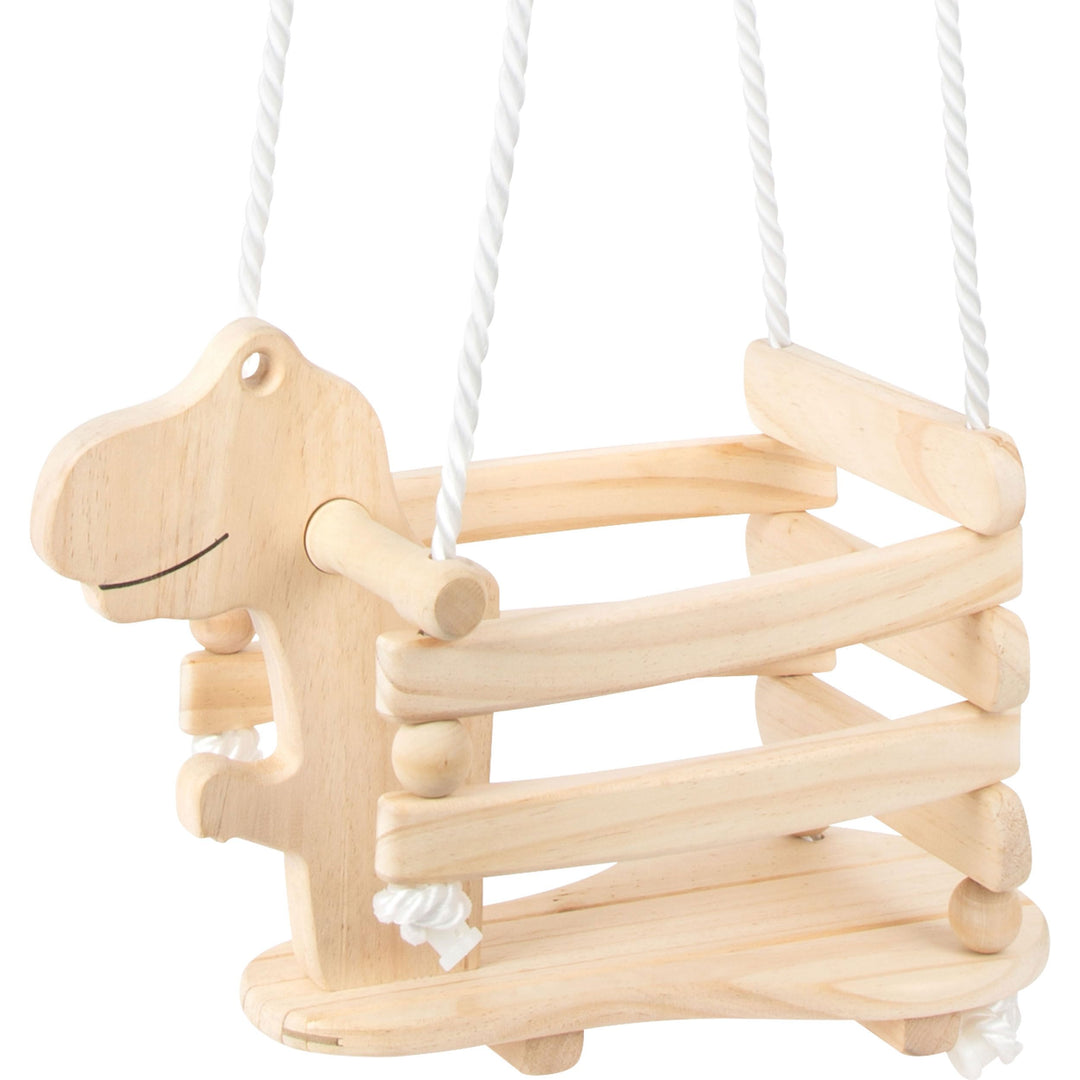 small foot 11589 Dinoschaukel Rex aus Holz, stabil und sicher aufgrund Einer erhöhten Umrandung, ab