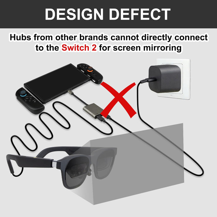 Wcone Aufgerüsteter USB-C auf AR-Brillen-Hub Unterstützt 100W PD Schnellladung | für Nintendo Switch