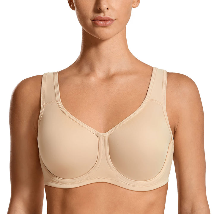 SYROKAN Damen Sport BH Starker Halt | mit Bügel, Grosse Grössen, Shock Absorber, Grosse Brüste, Seam