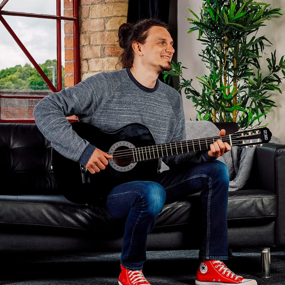 3rd Avenue 4/4 Flamencogitarren-Starterset in Normalgrösse mit Nylonsaiten – mit Tasche, Saiten – in