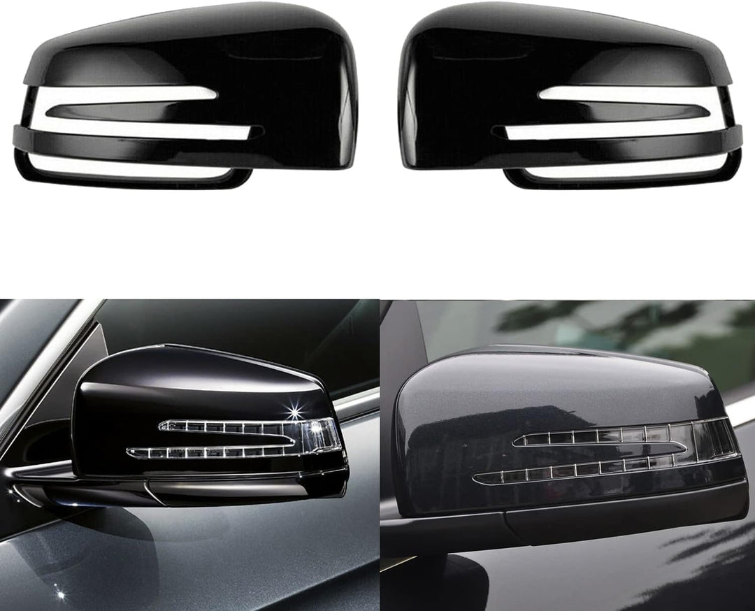 KYYET Seitenspiegel-Abdeckkappe schwarz glänzend für W176 W204 C204 W212 W211 W246 C117, Schwarz glä