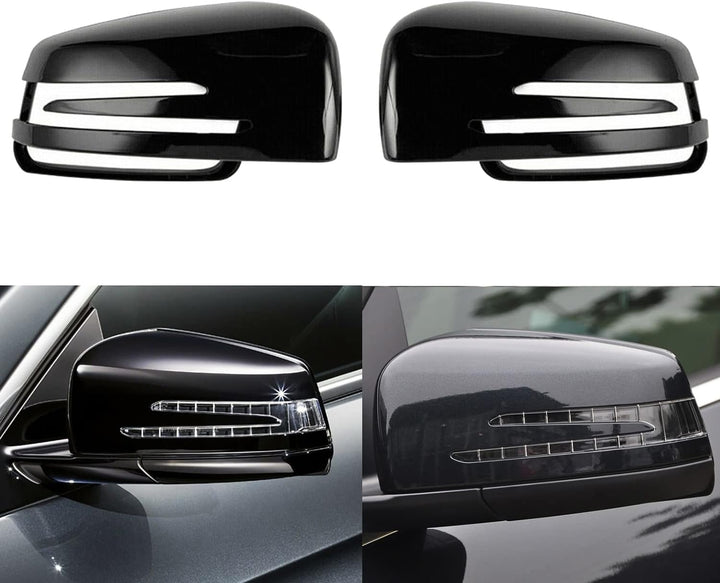 KYYET Seitenspiegel-Abdeckkappe schwarz glänzend für W176 W204 C204 W212 W211 W246 C117, Schwarz glä