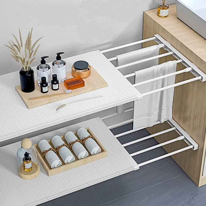 JONASHER Ausziehbares Schrankregal Spannstange Verstellbarer Kleiderbügel DIY Schrank Aufbewahrung H