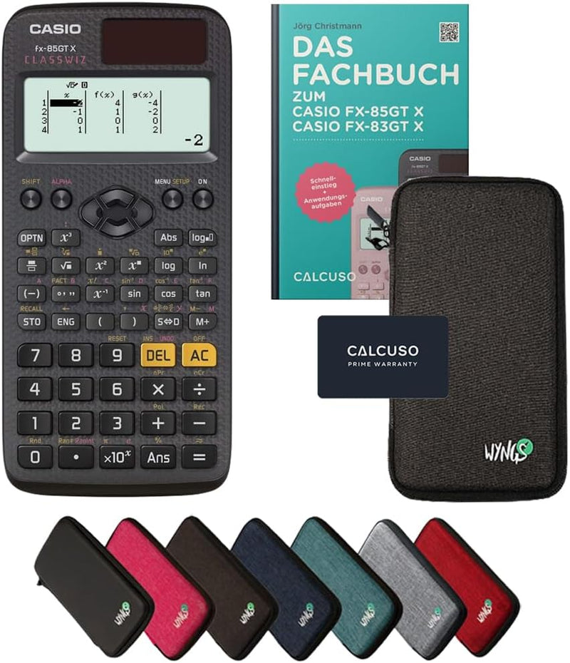 CALCUSO Standardpaket: Casio FX-85GT X Technisch-Wissenschaftlicher Taschenrechner + WYNGS Schutztas