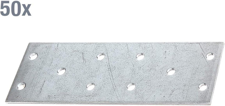 Alberts 863098 Lochplatte | sendzimirverzinkt | 115 x 40 mm | 50er Set 120 x 40 mm / 50 Stk., 120 x