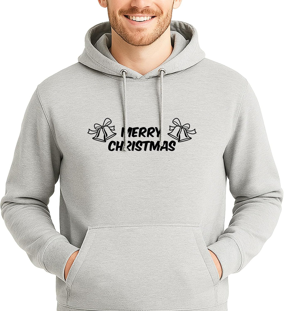 huuraa! Unisex Hoodie Merry Christmas Glocken Pullover Vegan Grösse S Heather Grey mit Motiv zu Weih