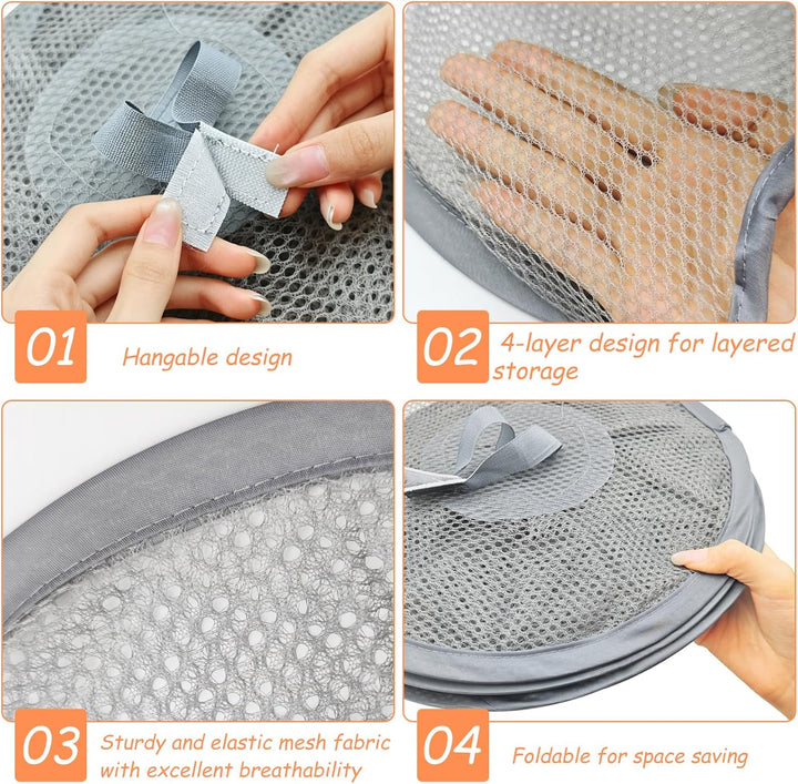 3pcs Faltbare Hängeaufbewahrung Organizer 4 Stufe Hängende Netz Aufbewahrung Kuscheltier Hängender S