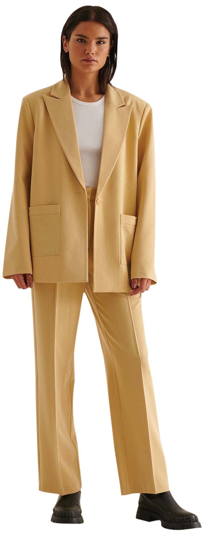 NA-KD Damen Loose Fit Suit Pants Hose 32 Pale Yellow, 32 Pale Yellow