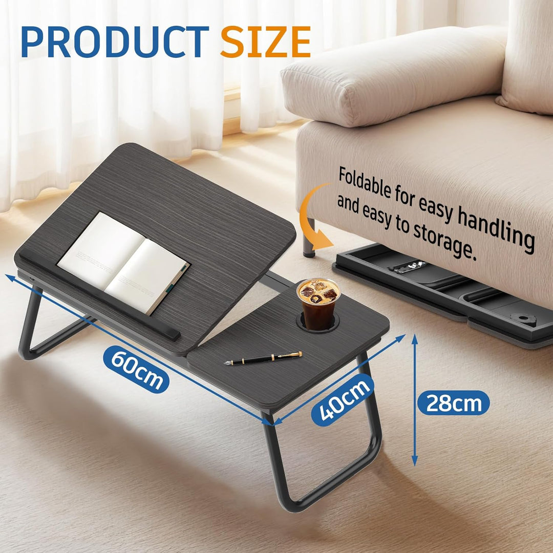 Huracan Laptoptisch für Couch, Klappbar Lapdesk mit Cup Slot, Laptop Tisch für Bett 5-Stufen Neigung