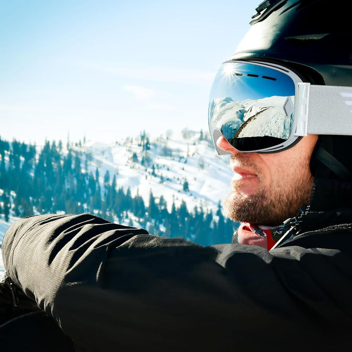 EXP VISION Snowboard Skibrille für Herren Damen Jugend, 100% UV400 Schutz Anti Beschlag über der Bri