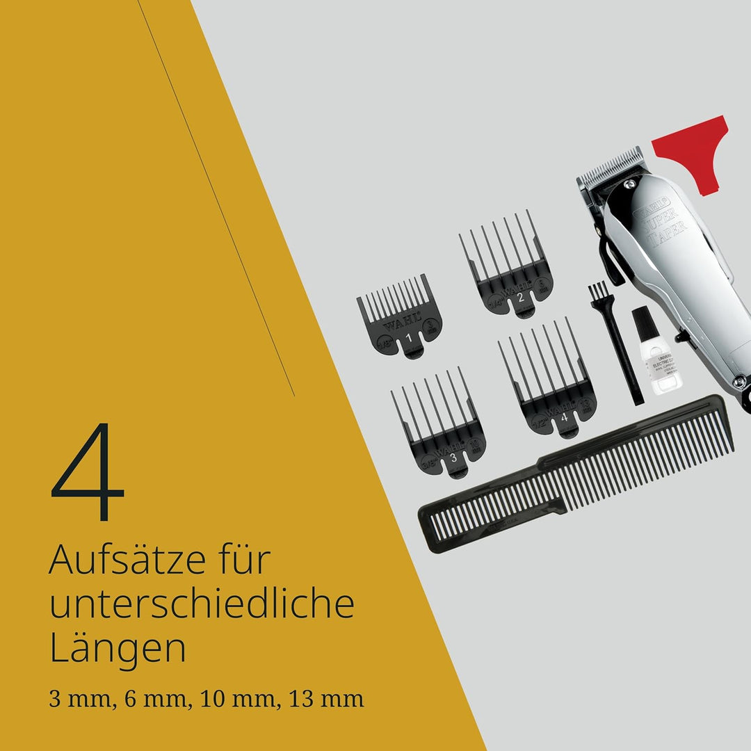 Wahl Chrome Super Taper - Präzise Schnitte - Einfache Schnittlängenverstellung - Schwarz/Silber