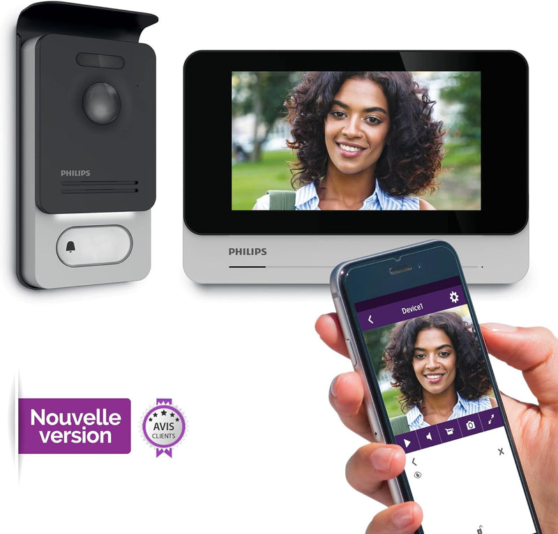 PHILIPS WelcomeEye Connect 2, smarte Video-Türsprechanlage, mit Kamera, 7 Zoll Touch-Monitor, Smartp