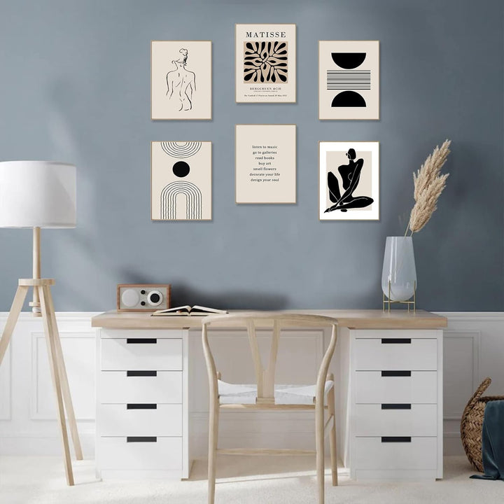 KBKBART Matisse Wandkunstdrucke, abstrakte Matisse-Wandkunst, Ausstellungsposter, schwarz beige Frau