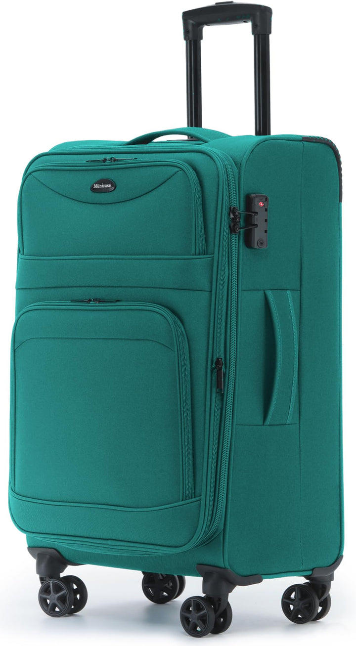 Stoffkoffer erweiterbar mit Frontfächern,15% Extra-Volumen, TSA-Schloss, 360° Doppelrollen & verdeck