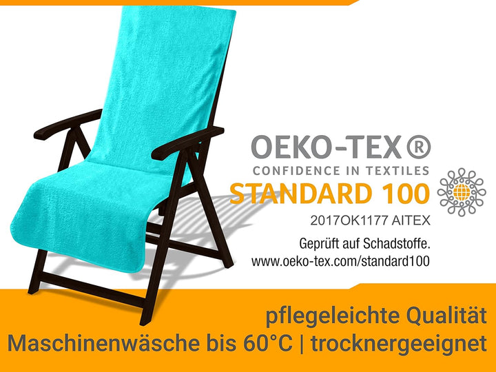npluseins 2er Pack Auflagen für Sonnenliege und Gartenliege 1594.2319, Stuhl 60 x 130 cm, türkis Stu