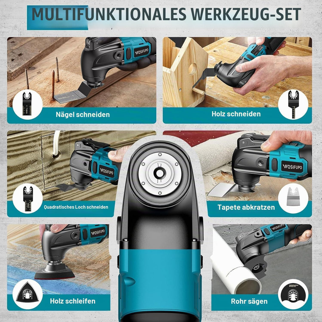 Multifunktionswerkzeug akku für Makita 18V Akku (Ohne Akku), Oszillationswerkzeug Akku mit 30 Zubehö