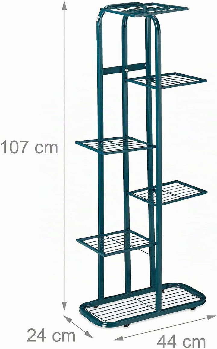 Relaxdays Blumentreppe Metall, 6-stufige Blumenetagere, aussen &amp; innen, HBT 107 x 44 x 24 cm, Pflanz