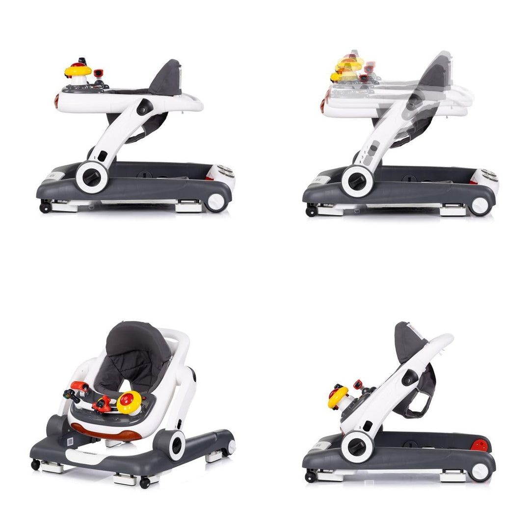 Chipolino Lauflernhilfe little Explorer 4 in 1 Laulernwagen Musik Stopper Räder grau, grau